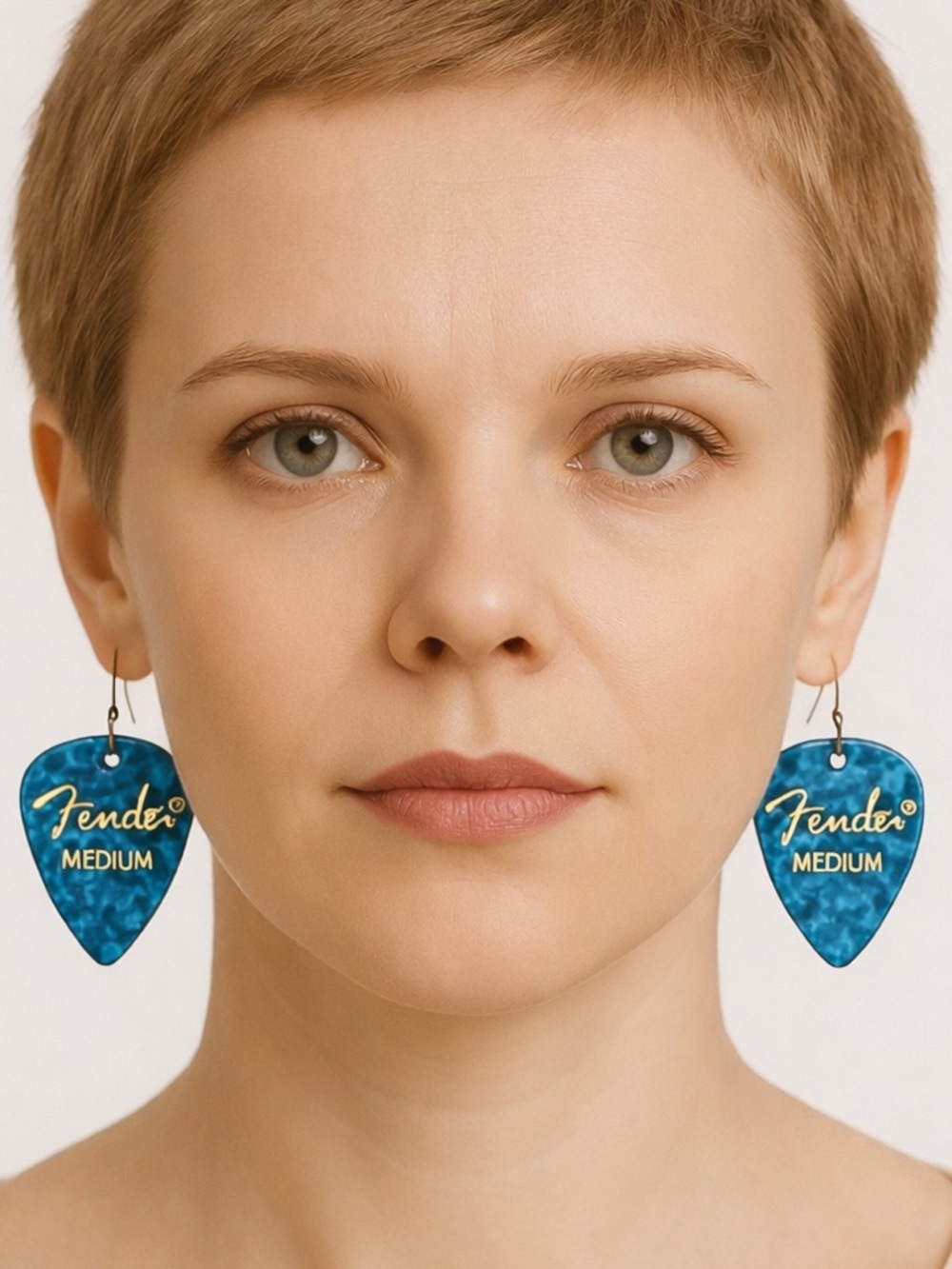 Turquoise Swirl Guitar Pick Earrings Unisex New Boutique